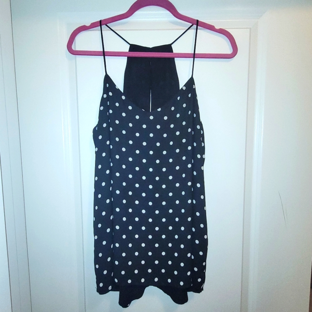 Express Black & White Polka Dot Spaghetti Strap Camisole